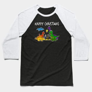 Christmas Dinosaur Nativity Jesus Funny Christian Humor Baseball T-Shirt